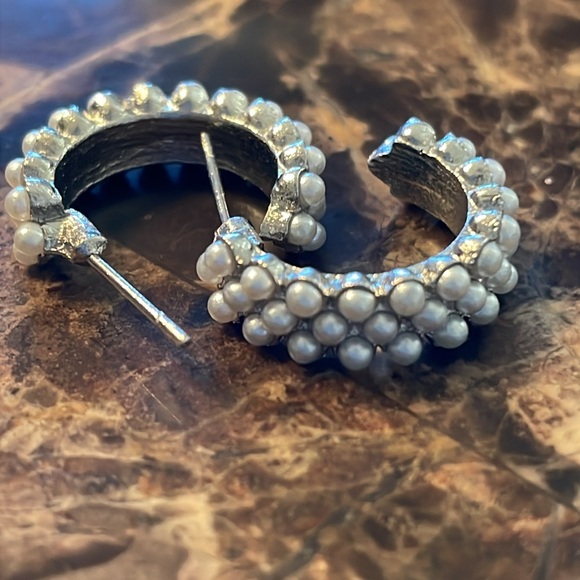 Silver Pearl Dainty Hoop - Picture 5 of 7